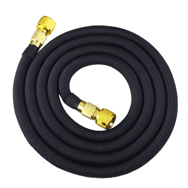 Black copper-plated household 3 times telescopic latex inner tube car wash water hose