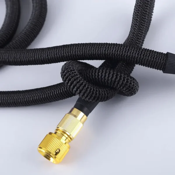 Black copper-plated household 3 times telescopic latex inner tube car wash water hose3