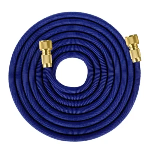Blue copper-plated household 3 times telescopic latex inner tube car wash water hose (2)