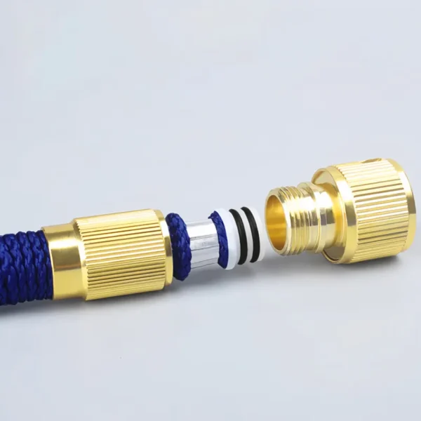 Blue copper-plated household 3 times telescopic latex inner tube car wash water hose (5)