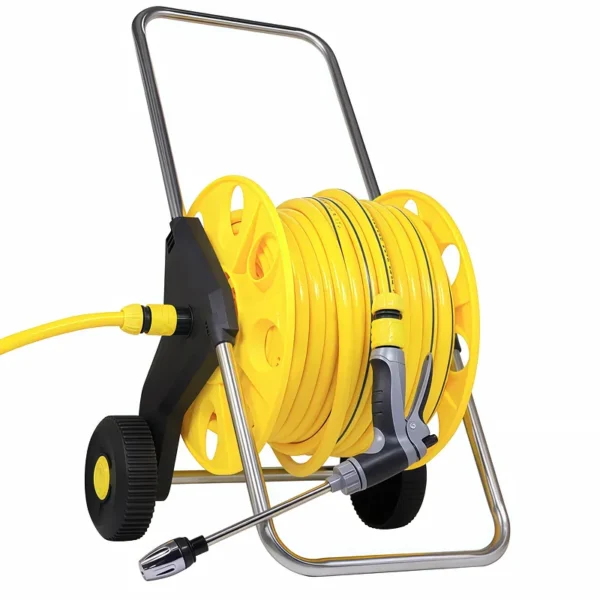 Yellow water pipe 50 meters plus water gun plus storage car (3)