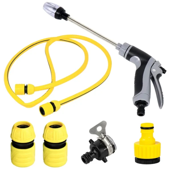 Yellow water pipe 50 meters plus water gun plus storage car (5)